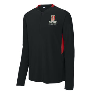 Boone Swim Dive Sport Tek Men Club 1/4 Zip Pullover-Black/Red