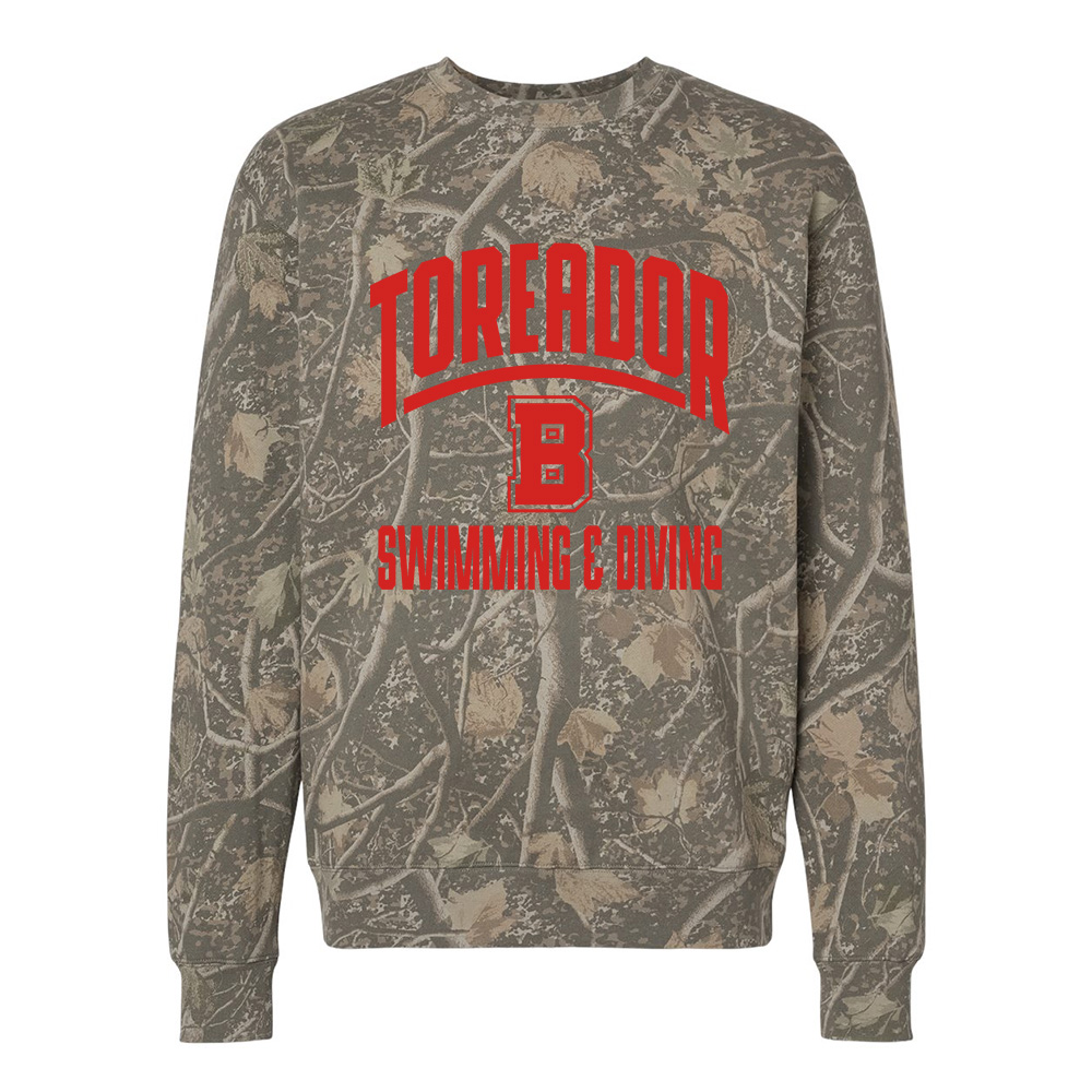 Boone Swim Dive Independent Trading Co Unisex Heavyweight Crewneck Sweatshirt-Deadwood Camo