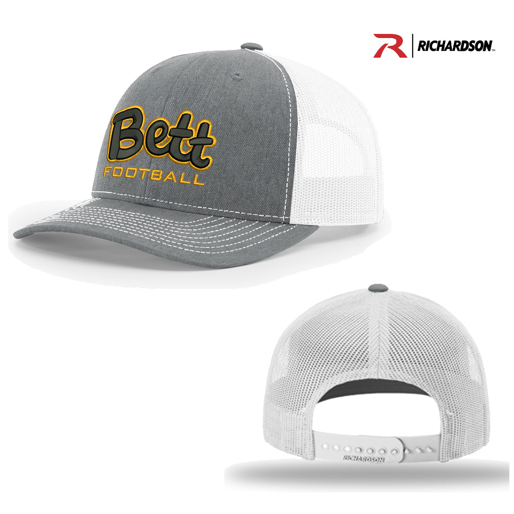 07. Bettendorf HS Football Richardson Snapback Trucker Cap-Heather Grey-White
