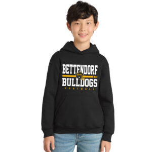 26. Bettendorf HS Football Youth Hooded Sweatshirt-Black