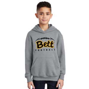 40. Bettendorf HS Football Youth Hooded Sweatshirt-Athletic Heather