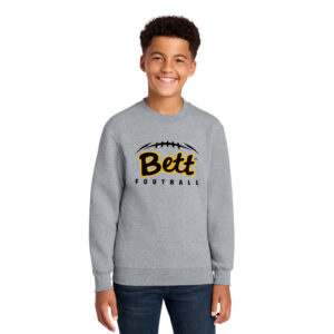 45. Bettendorf HS Football Youth Crewneck Sweatshirt-Athletic Heather