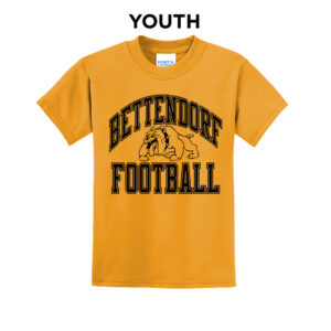 50. Bettendorf HS Football Youth Short Sleeve Tee-Gold