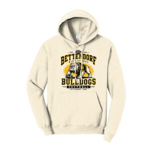56. Bettendorf HS Football Distressed Print Hooded Sweatshirt-Oatmeal Heather