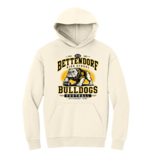 58. Bettendorf HS Football Distressed Print District VIT Heavyweight Fleece Hoodie-Griege
