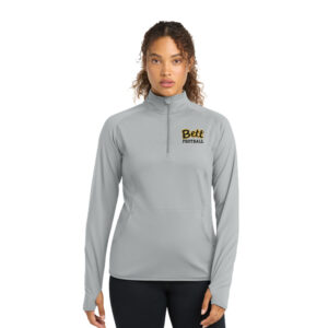 63. Bettendorf HS Football Sport-Tek Women’s Sport-Wick Stretch 1/4 Zip Pullover-Silver