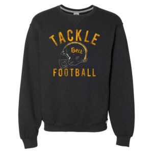 77. Bettendorf HS Football Tackle Football Distressed Print Russell 12.5 oz Crewneck Sweatshirt-Black