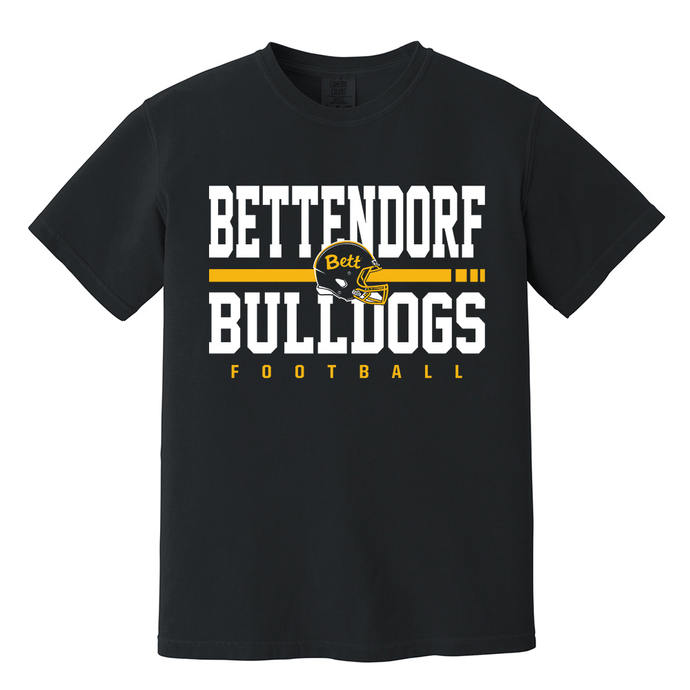 13. Bettendorf HS Football Comfort Colors Heavyweight Ring Spun Tee-Black