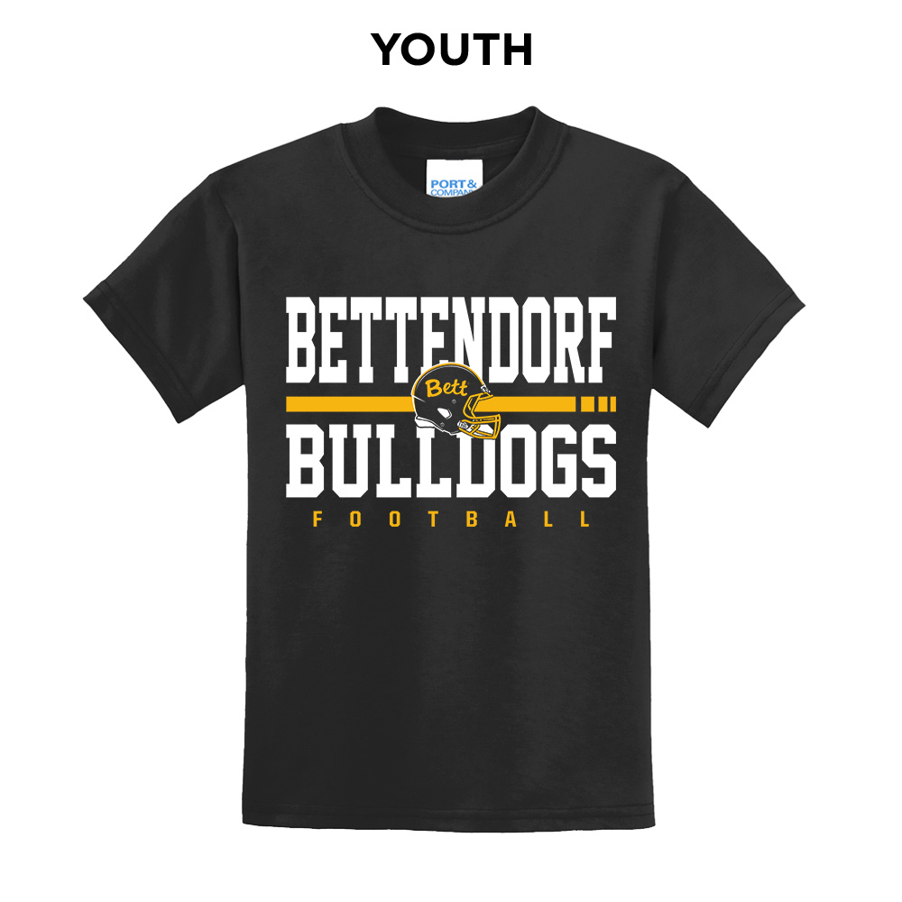 17. Bettendorf HS Football Youth Short Sleeve Tee-Black