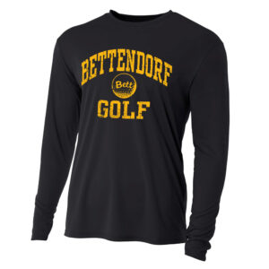 Bett Golf Adult Cooling Performance long sleeve Crew Tee-Black