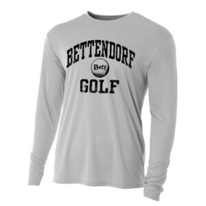 Bett Golf Adult Cooling Performance long sleeve Crew Tee-Silver