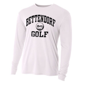 Bett Golf Adult Cooling Performance long sleeve Crew Tee-White