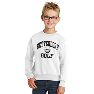 Bett Golf Youth Fleece Crewneck Sweatshirt-White