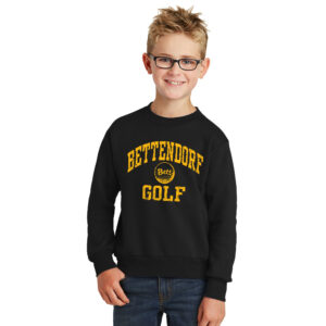 Bett Golf Youth Fleece Crewneck Sweatshirt-Black