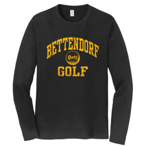 Bett Golf Unisex Cotton Long Sleeve Fan Favorite Tee-Black