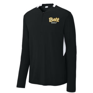 Bett Golf Sport Tek Men Club 1/4 Zip Pullover-Black/White