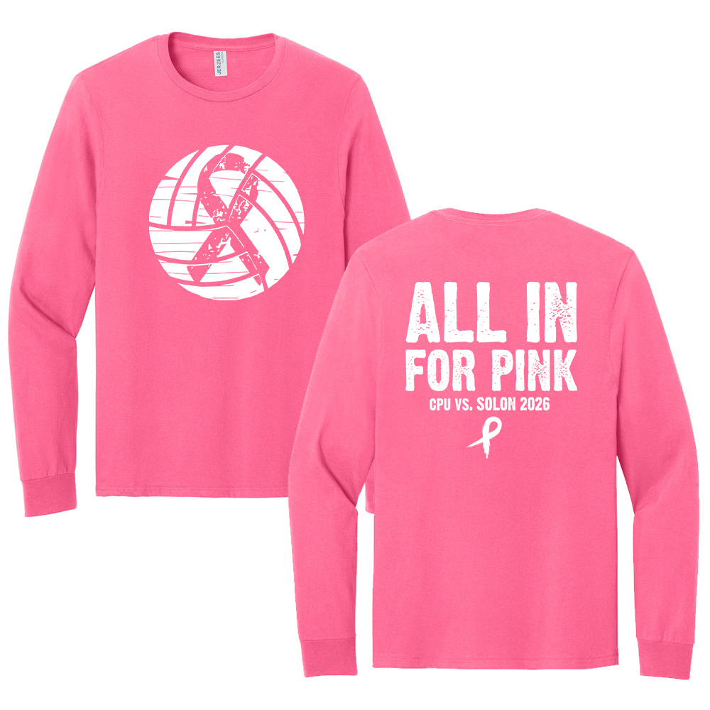 CPU Pink Volleyball Unisex Long Sleeve T Shirt - NeonPink