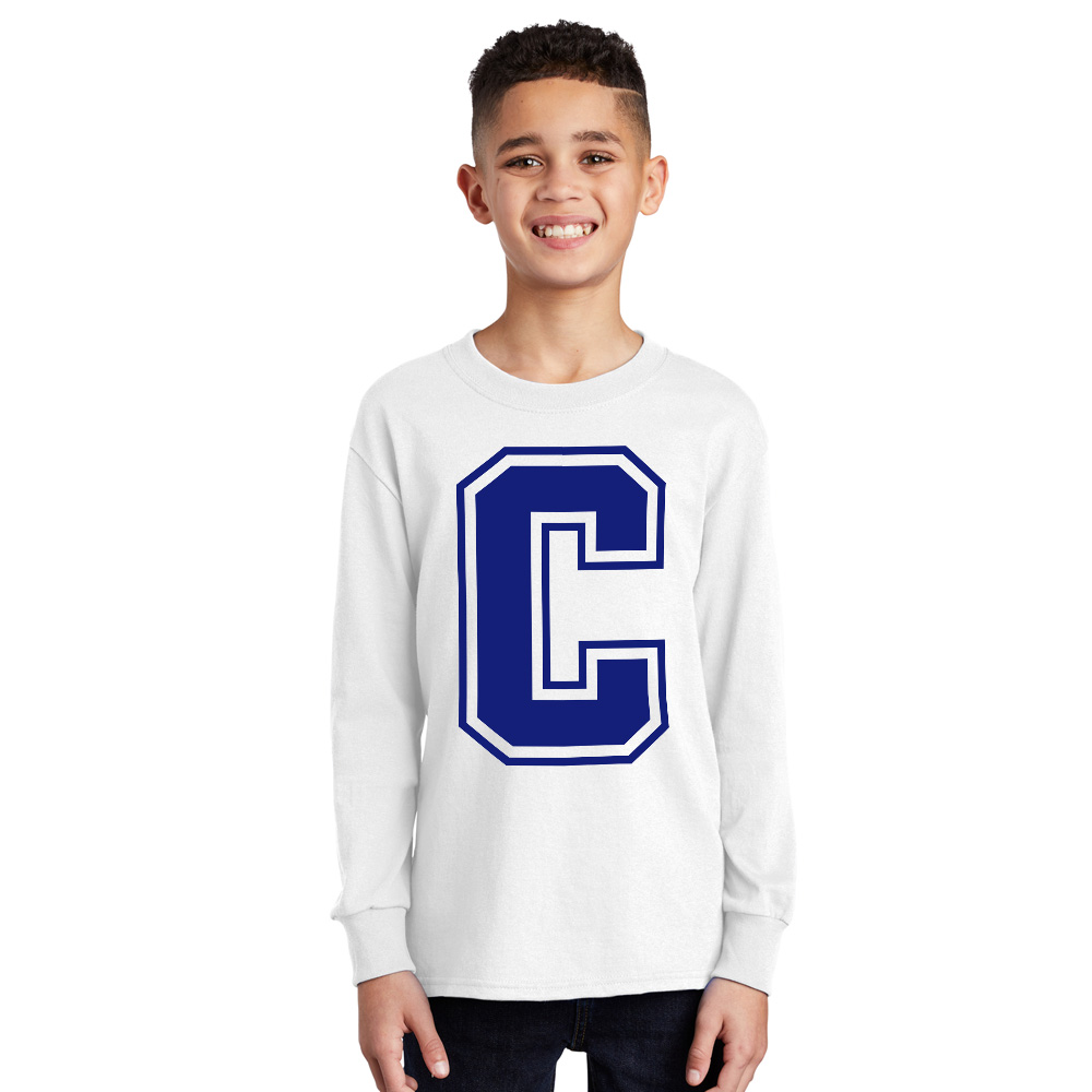 Camanche Youth Cotton Long Sleeve T Shirt - White