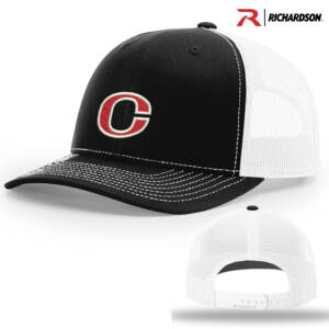 Clinton Community Schools Richardson Pro Crown Mesh Back Adjustable back cap Split-Black/White