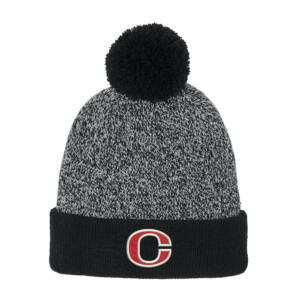 Clinton Community Schools Sport-Tek Halftime Heather Pom Beanie-Black/Silver
