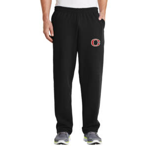 Clinton Community Schools Men Core Fleece Pocketed Open Bottom Sweatpant-Black