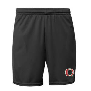 Clinton Community Schools A4 7″ Flatback Mesh shorts  with side pockets Men-Black