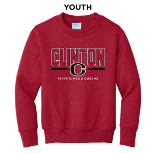 Clinton Community Schools Youth Fleece Crewneck Sweatshirt-Red