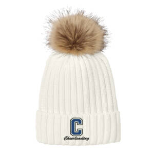 Camanche Cheer Port Authority Faux Fur Pom Beanie-Marshmallow