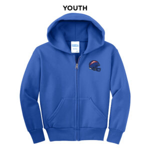 Camanche FB  Youth core fleece full zip hooded sweatshirt – royal