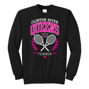 Clinton Girls Tennis Unisex Core Fleece Crewneck Sweatshirt – Black