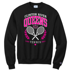 Clinton Girls Tennis Champion Unisex Eco Fleece 9oz Crewneck Sweatshirt – Black