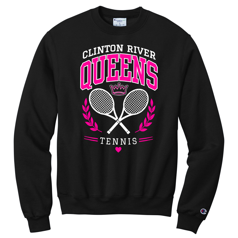 Clinton Girls Tennis Champion Unisex Eco Fleece 9oz Crewneck Sweatshirt - Black