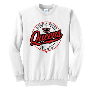 Clinton Girls Tennis Unisex Core Fleece Crewneck Sweatshirt – White
