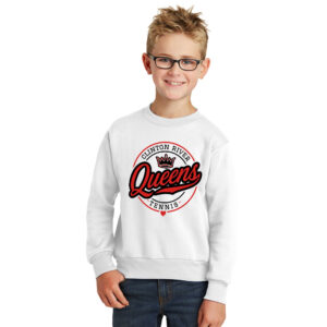 Clinton Girls Tennis  Youth Crewneck Sweatshirt – White