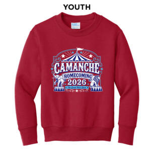 Camanche Homecoming Youth Fleece Crewneck Sweatshirt-Red