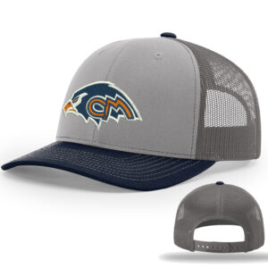 CM Tigerhawks Richardson Pro Crown Mesh Back solid color Adjustable back Tri Color Cap-Grey/Charcoal/ Navy