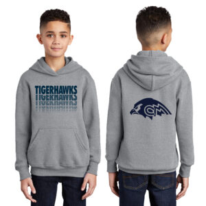 CM Tigerhawks Youth Fleece Hooded Sweatshirt-Athletic Heather
