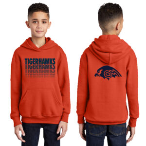 CM Tigerhawks Youth Fleece Hooded Sweatshirt-Orange