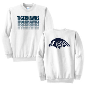 CM Tigerhawks Unisex Core Fleece Crewneck Sweatshirt – White