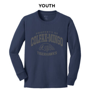 CM Tigerhawks Youth Cotton Long Sleeve Tee -Navy