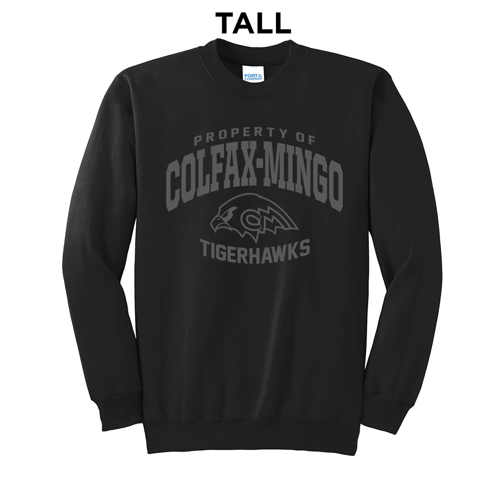 CM Tigerhawks Tall Fleece Crewneck Sweatshirt-Black