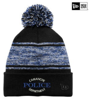 Camanche Police New Era Knit Chilled Pom Beanie-Black/Royal