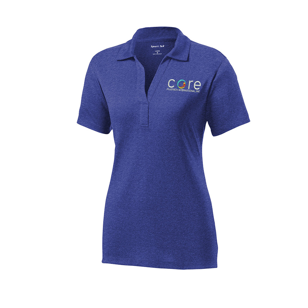 Core Plastech Sport Tek Ladies Heather Contender Polo-Cobalt Heather