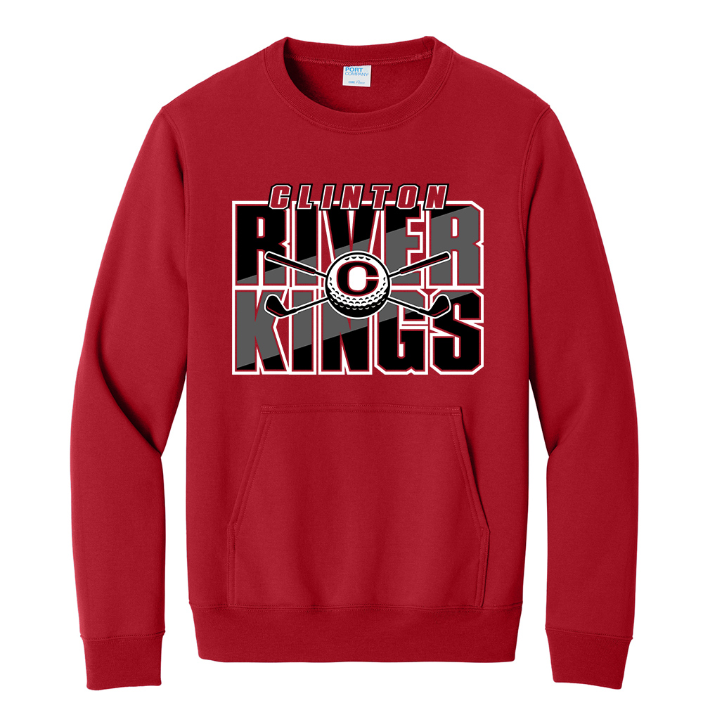 River King Golf Unisex Core Fleece Crewneck Pocket Sweatshirt -Red