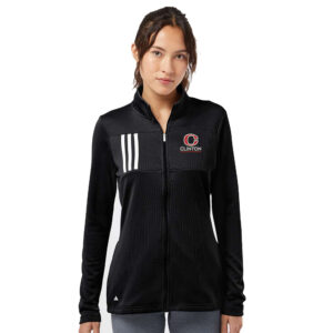 River Queen Swim Adidas Women’s 3-Stripes Double Knit Full Zip pullover-Black
