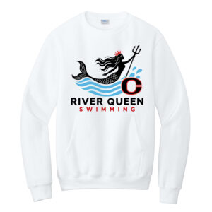River Queen Swim Unisex Core Fleece Crewneck Pocket Sweatshirt – White