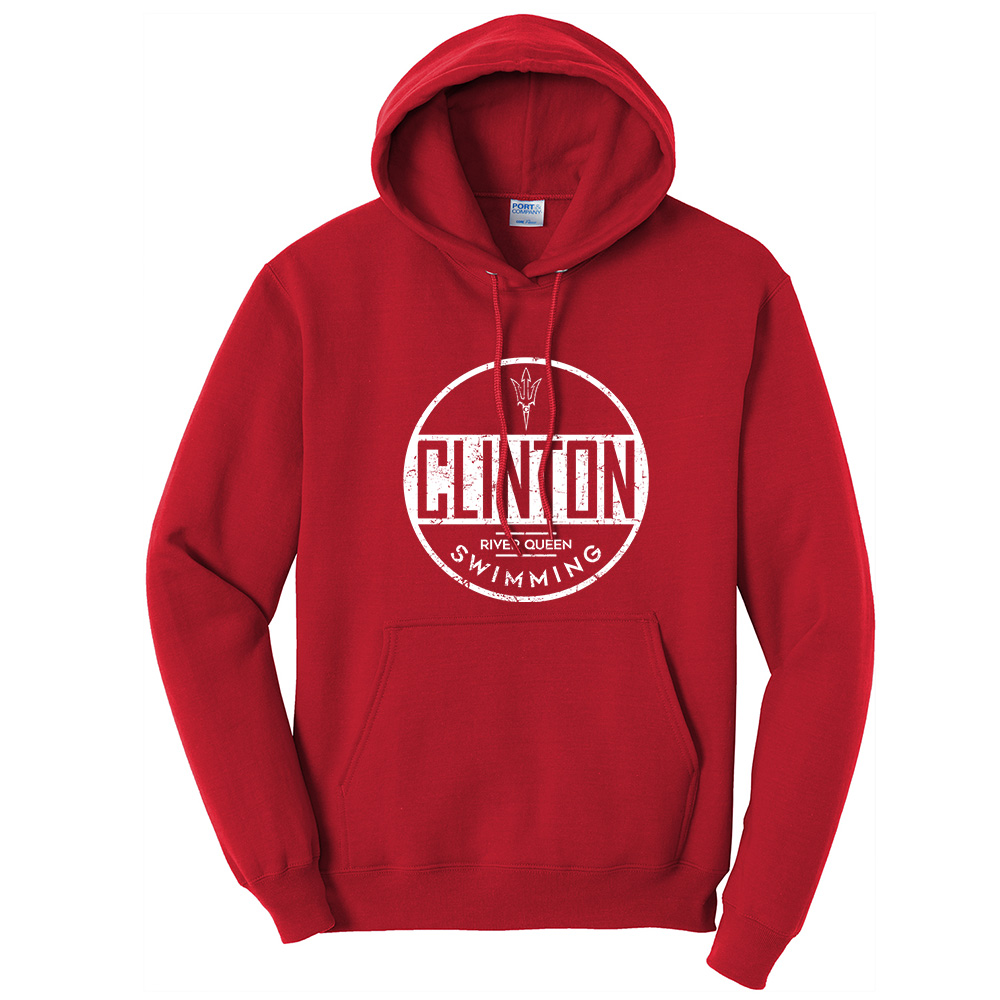 River Queen Swim Unisex Classic Core weight Cozy Pullover Hooded Sweatshirt -Red