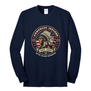 Camanche 50th Unisex Cotton Long Sleeve Core Blend T Shirt – Navy