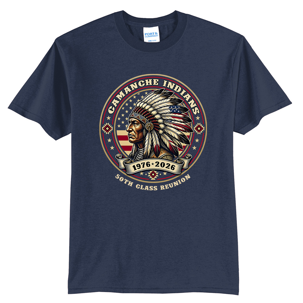 Camanche 50th Reunion Unisex Cotton Short Sleeve Tee-Navy