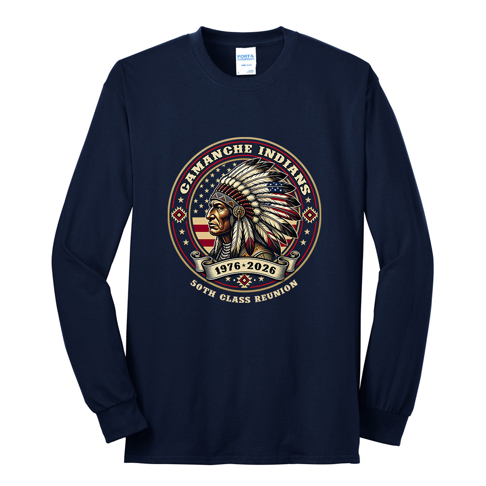 Camanche 50th Unisex Cotton Long Sleeve Core Blend T Shirt - Navy